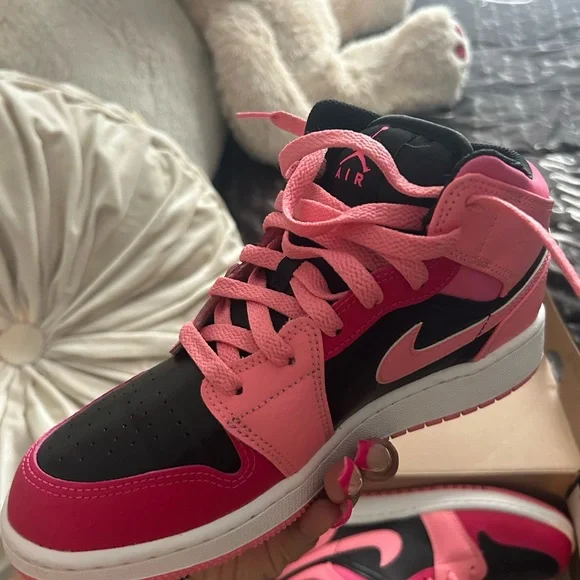 Pink and Black High-Top Sneakers